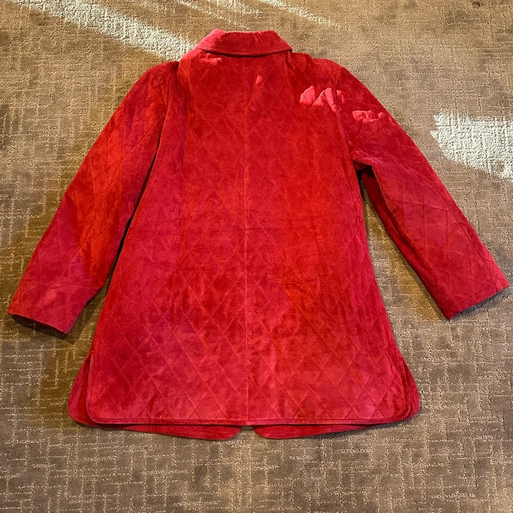 Vintage Red Suede Pea Coat - Picture 2 of 4
